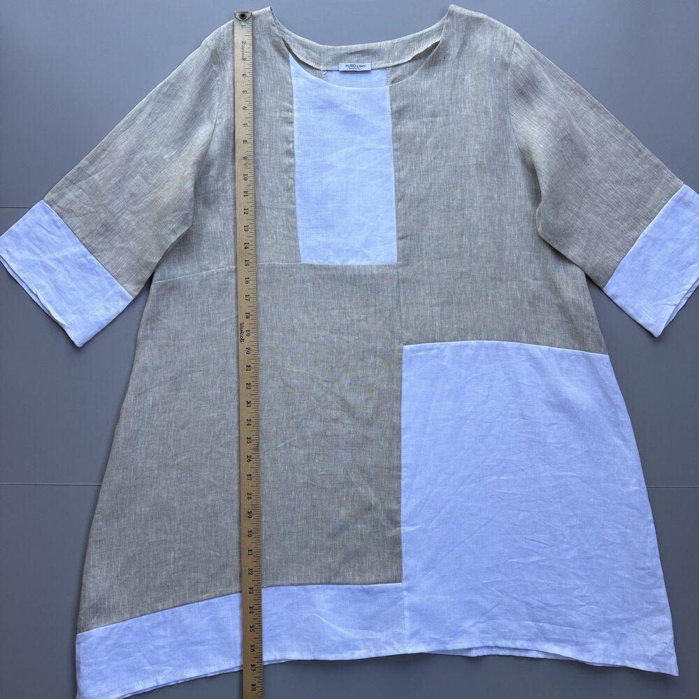 Puro Lino Size US 10 Oversized Tunic Top Made In Italy 100% Linen Lagenlook Boho - Picture 5 of 11